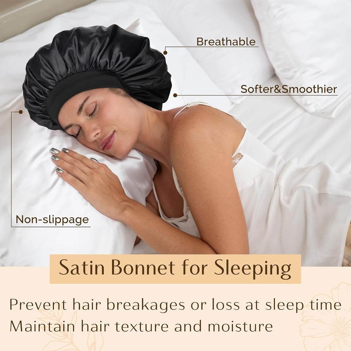 YANIBEST Soft Satin Bonnet for Men Women, Sleep Cap to Maintain Moisture