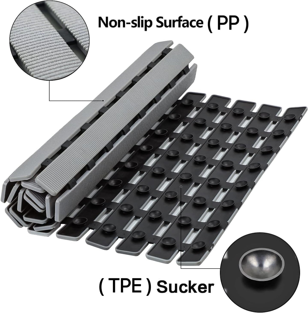 BEMISO Shower Mat Non Slip Bathtub Mat 27.5 x 15.7 Inch Bath Mat for Tub