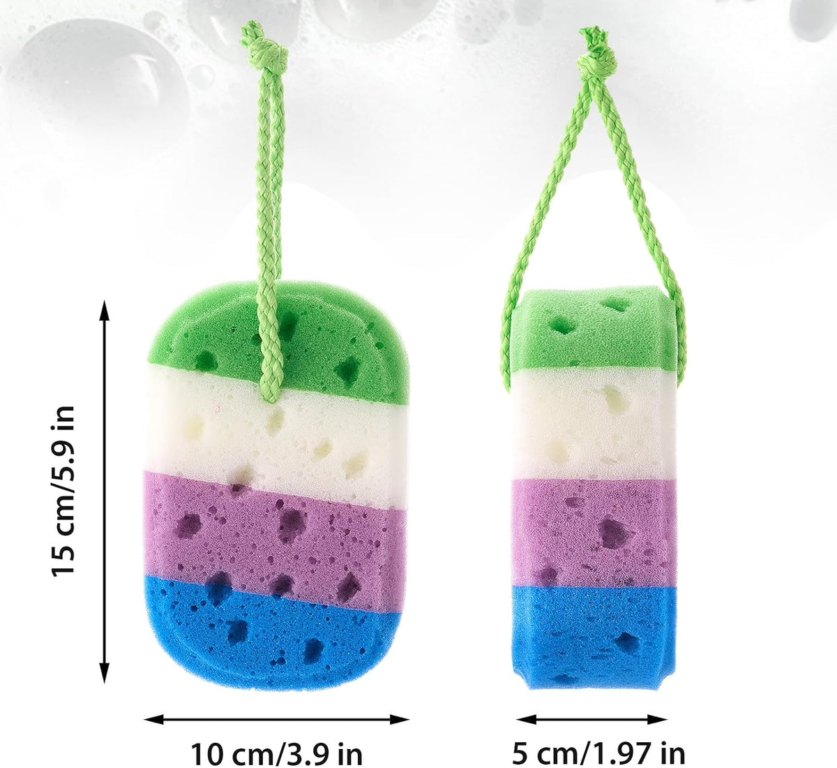 Boao 5 Pieces Soft Bath Sponge Shower Natural Gentle, Vibrant Color