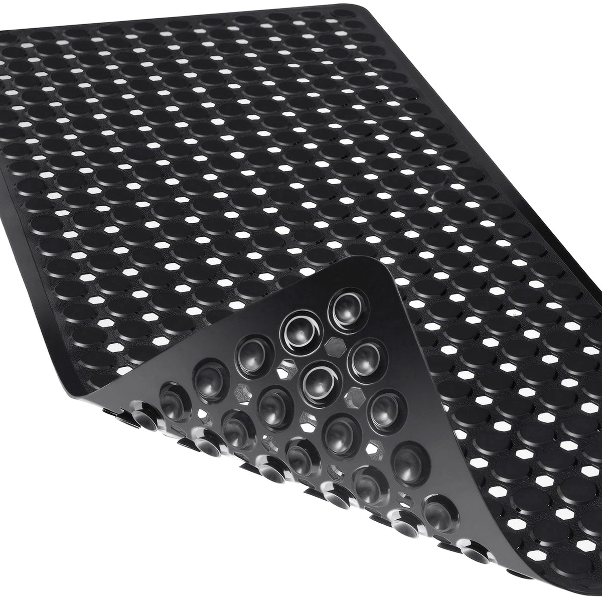 Non-Slip Bathtub and Shower Mats, Power Grip Bath Mat 35 x 16.3 Inch with Suction Cups and Drain Holes for Tub Bathroom Floor Safety, Machine Washable Soft Bathmat, Gray