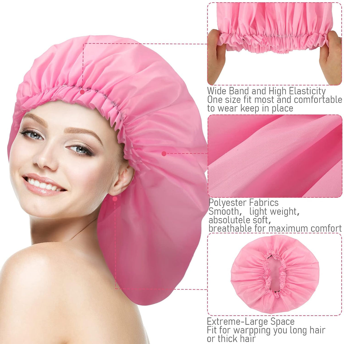 Bencailor 4 Pcs Large Shower Cap, Blank Pattern, Bright Colors