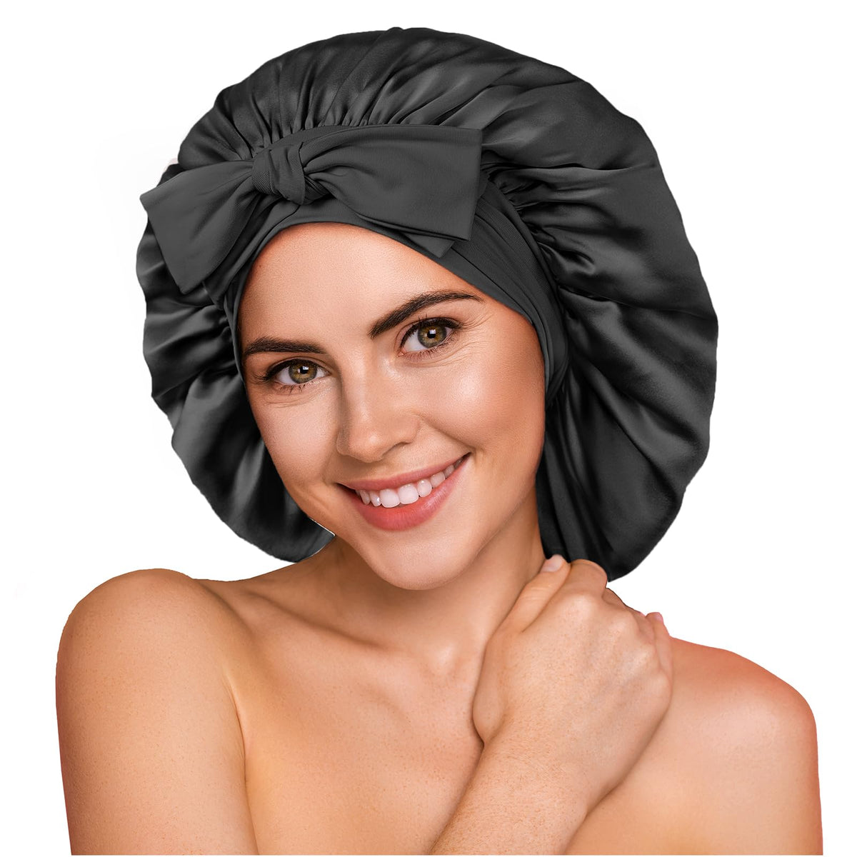 YFONG 100% Mulberry Silk Bonnet for Sleeping Women Men, Large Double Layer