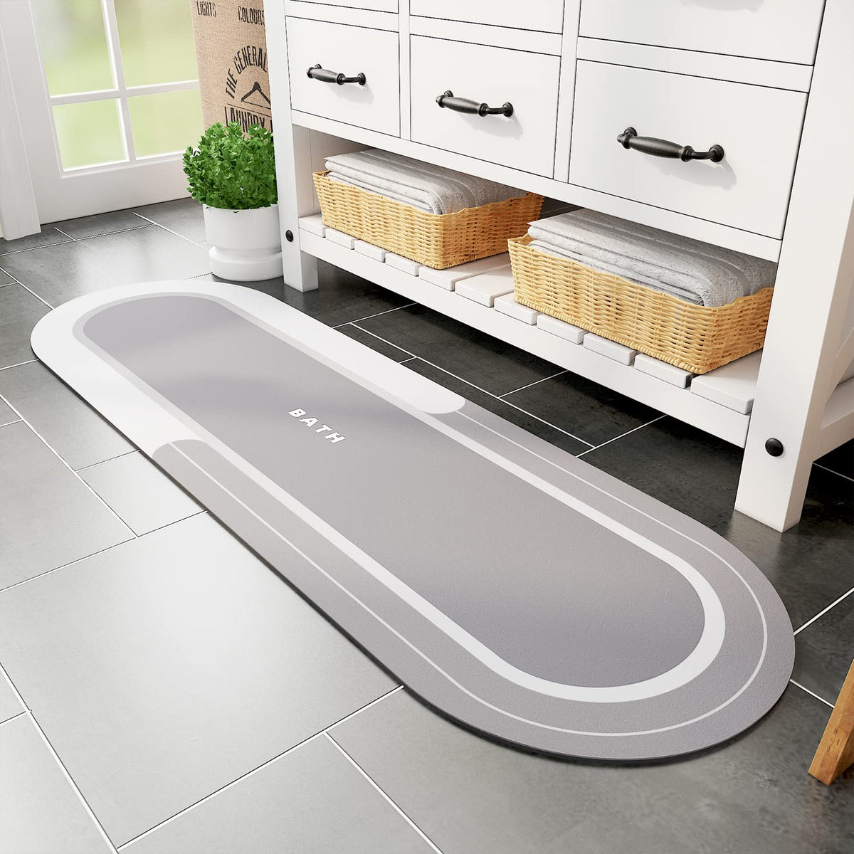 MontVoo Bath Mat - Non Slip, Quick Dry, Stain Resistant Bath Mat Rug for Bathroom Floor - Easy Care Shower Rug for Outside Bathtub - 17"x27" Grey