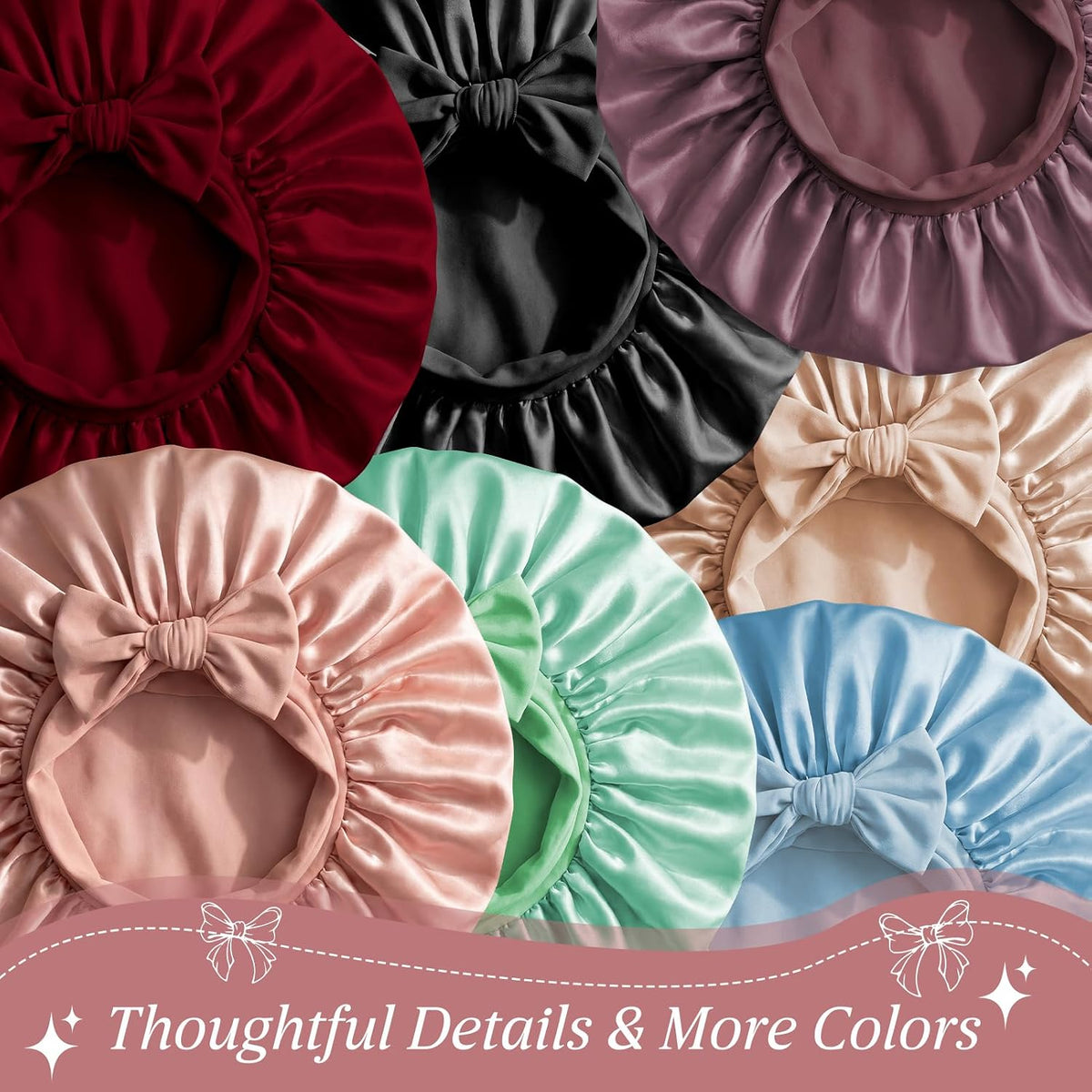 VarCozy Adjustable Double Layer Satin Bonnet for Sleeping to Reduce Frizz