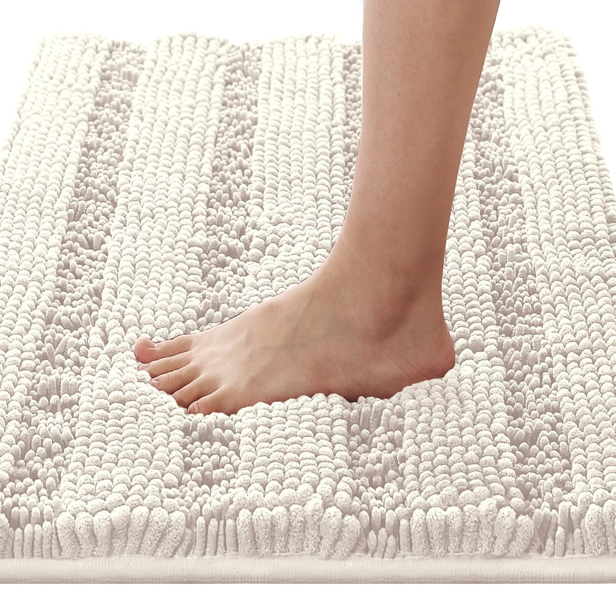 H.VERSAILTEX Grey Bathroom Rug Set Bath Mats, 2 Piece Bath Rugs Non Slip Thick Soft Chenille Striped Bath Rug Set, Bath Mats for Bathroom Sets (Grey, 20" x 32"/17" x 24")