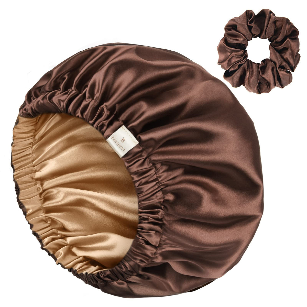 YANIBEST Adjustable Satin Bonnet Double Layer Hair Bonnet for Sleeping Bonnets for Women Hats Curly Natural Hair, Blush Pink