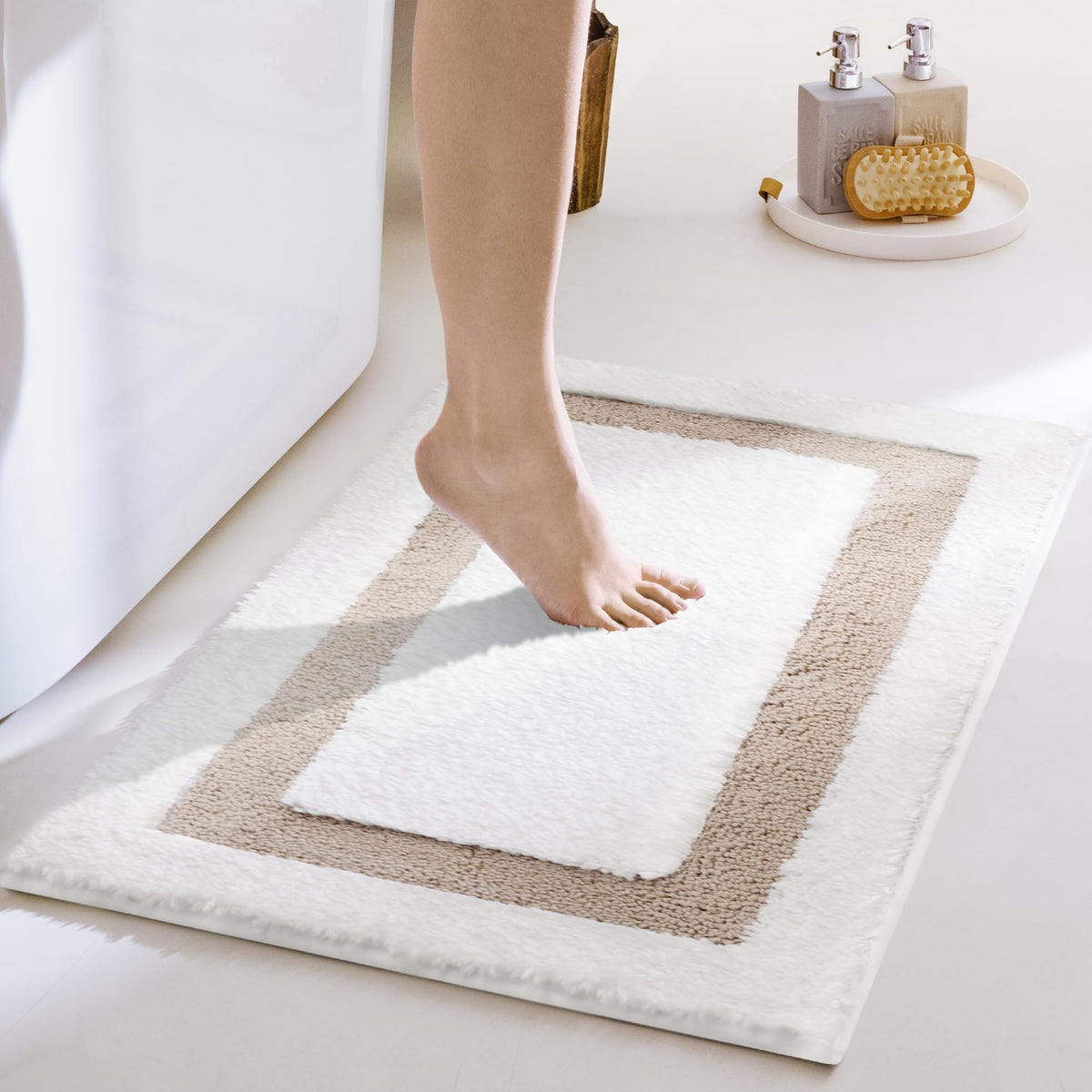 GRANNY SAYS Blue Bathroom Rug 16" x 24", Non-Slip Microfiber Bath Mat