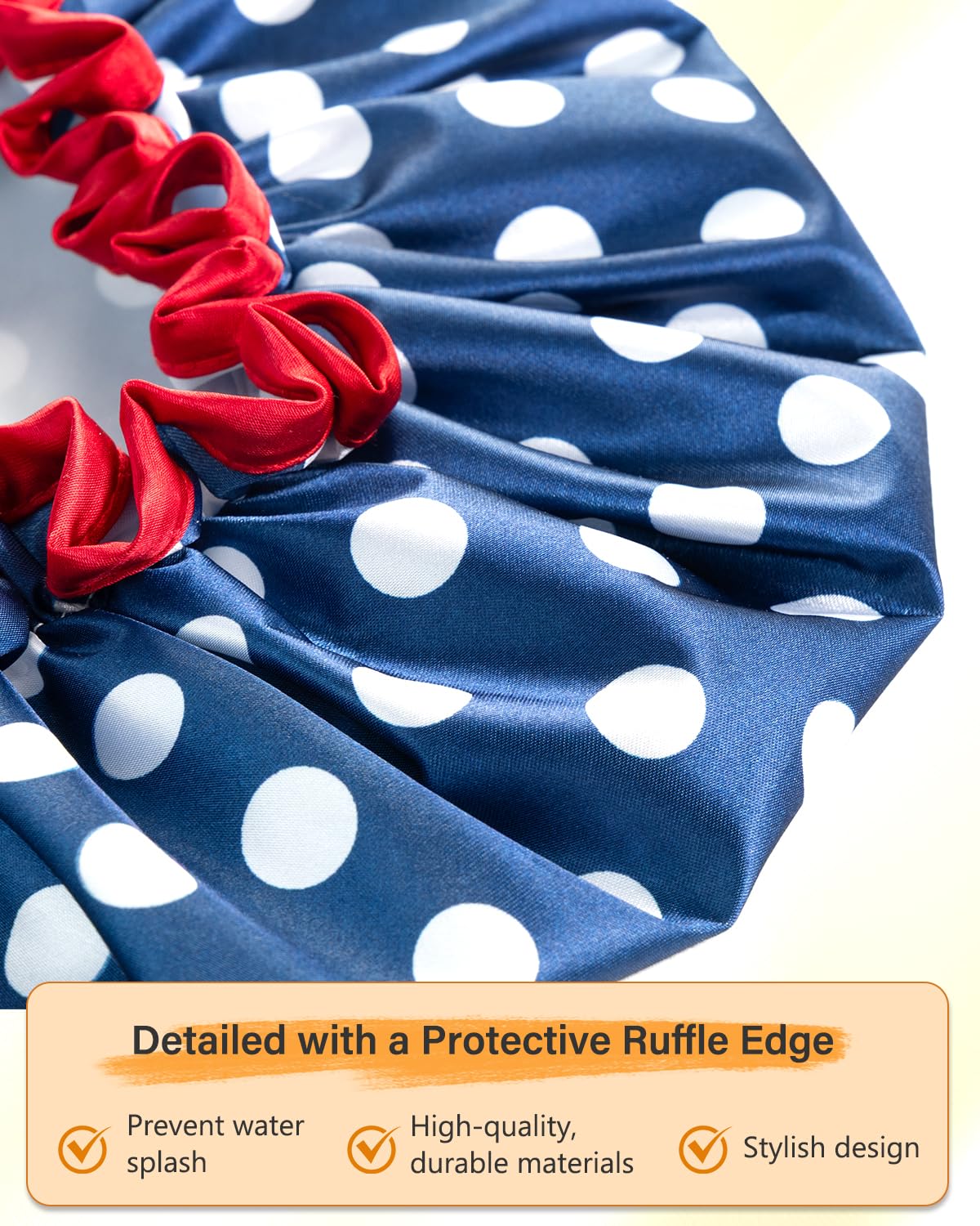 mikimini Shower Cap Waterproof for Women, Medium, 2 Pcs, Polka Dot