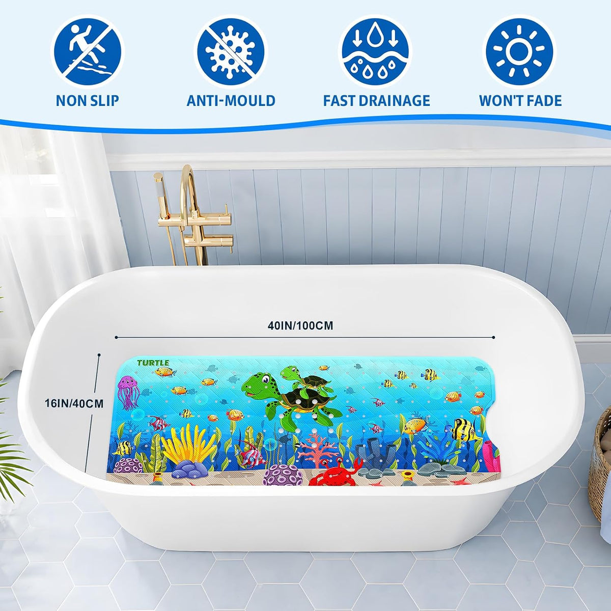 XIYUNTE Bath Mat for Tub Non Slip Bathtub Mat Non Slip 40x16 Baby Bath Mat