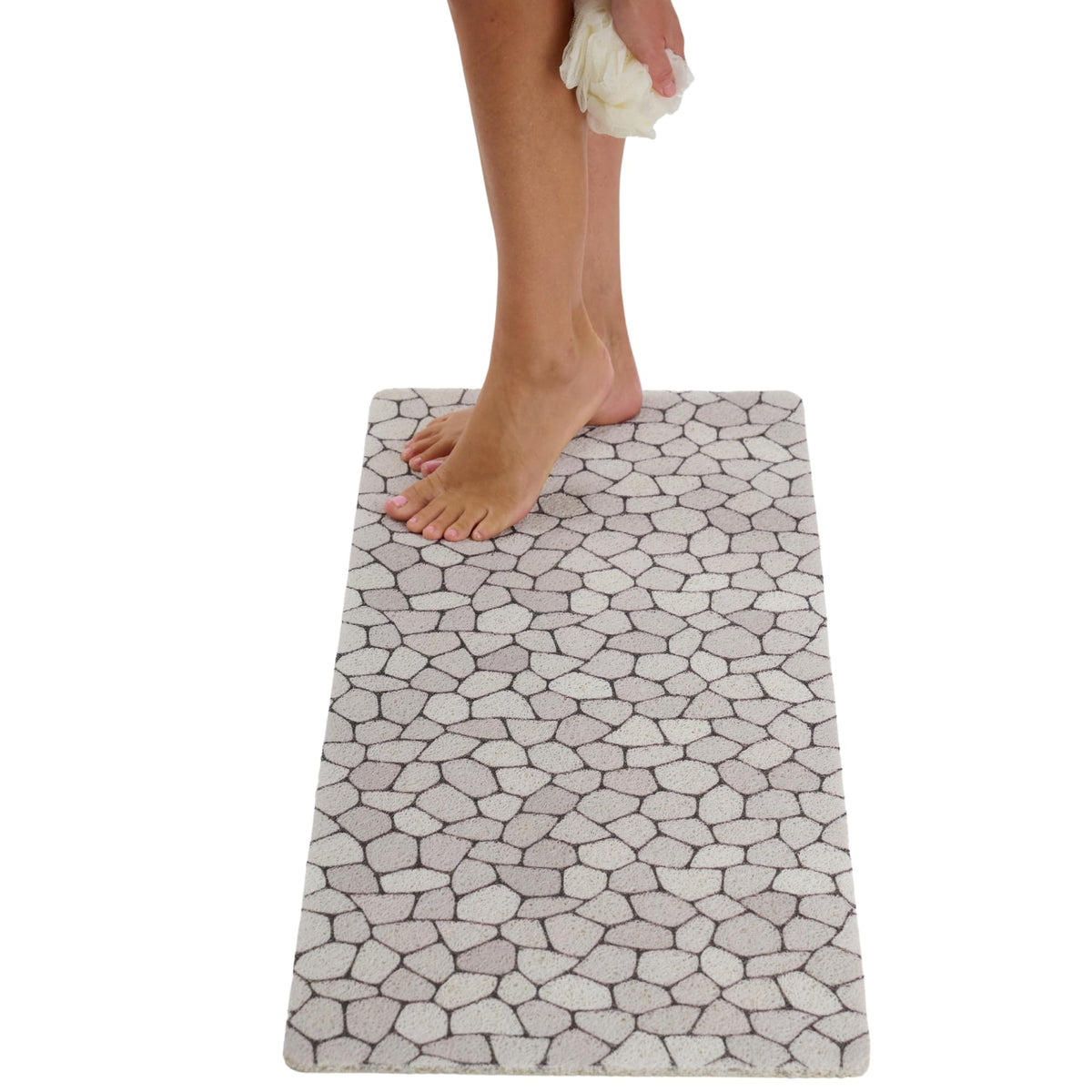 Non Slip Bathtub Mat Shower Mat for Tub - Loofah Bath Mats for Bathroom - 40x16 Bathtub Floor Mat - Textured Anti Slip Bath Mat Without Suction Cups - Secure Mat for Wet Areas (40x16 Pebble Blue)