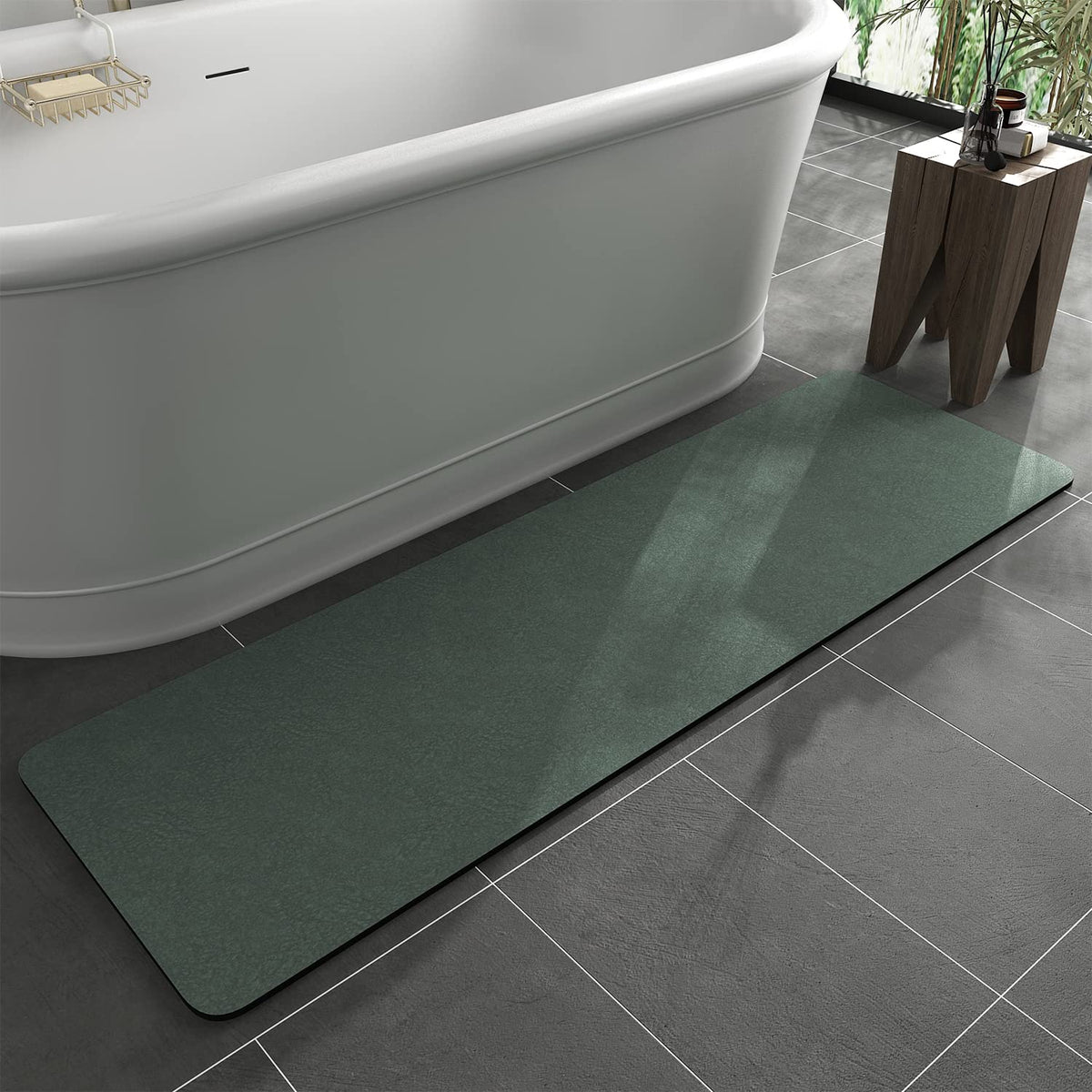 MontVoo -Bath Mat-Rubber Backing Non SlipThin Bathroom Rugs Fit Under Door- Quick Dry Absorbent Faux Suede Surface Grey Bathroom Floor Mats-Shower Rug for in Front of Bathtub Shower Gray 16x24