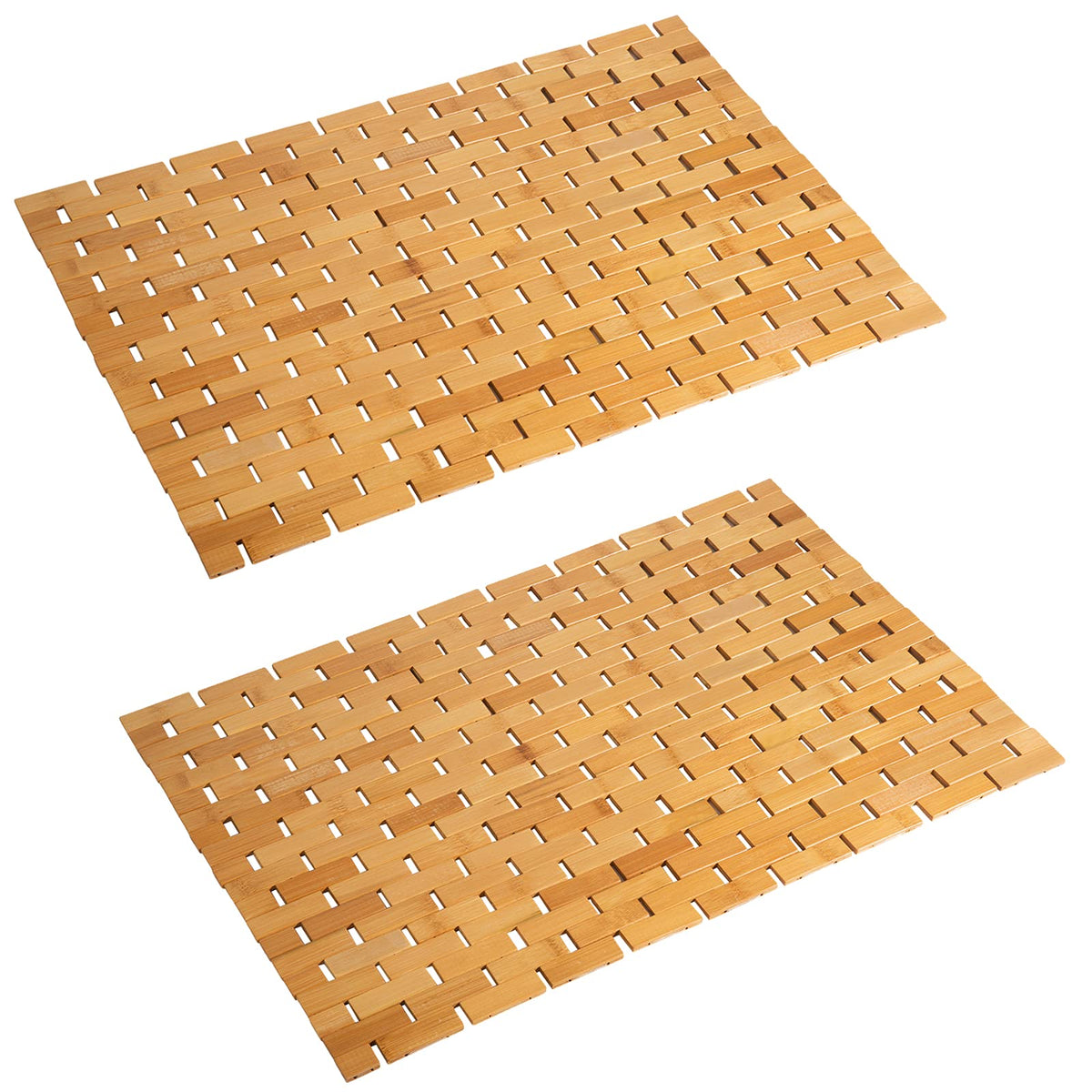 Rayon derived from Bamboo Bath Mat Bathroom Rugs Floor Wood Shower Bathtub Waterproof Non Slip Accessories 16x24 Inch Easy to Clean, Natural, 1 pc