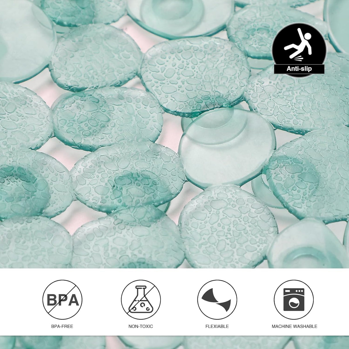 Vannokor Bath Mats for Bathroom Tub 27x14 Inch,Bath Mat for Tub Feels Great on Tired Feet, Friendly Machine Washable Shower Tub Mats with 167 Big Suction Cups,Shower Mat,Bath Tub Mat,Green