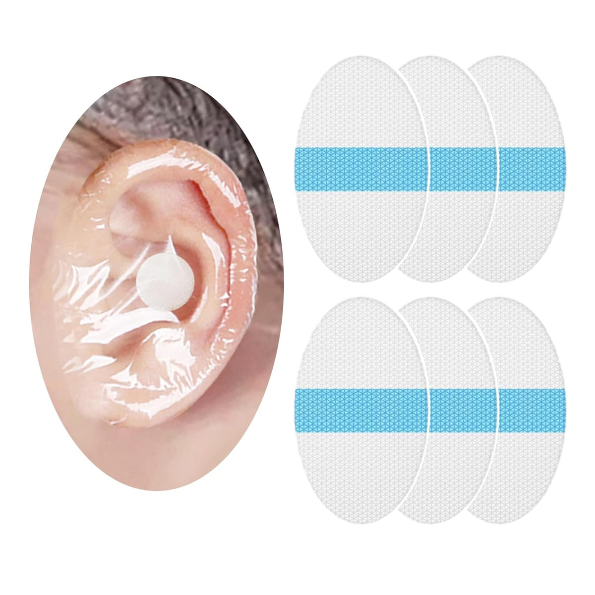 saicheek Large Size Upgarde Silicon-Gel Material Easy to Take Off Adult Ear Covers with Cotton Ball,Women Shower Cap Ear Protection for Hair Washing,Bath,Swimming (Large 60Pcs)