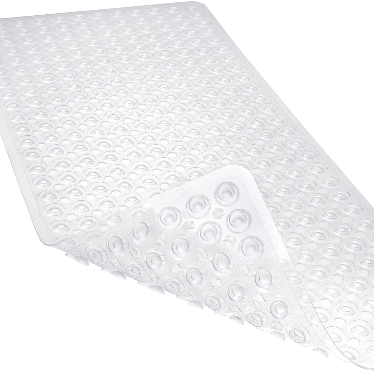 Non-Slip Bathtub and Shower Mats, Power Grip Bath Mat 35 x 16.3 Inch with Suction Cups and Drain Holes for Tub Bathroom Floor Safety, Machine Washable Soft Bathmat, Gray