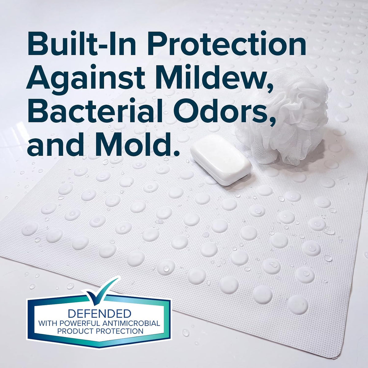 SlipX Solutions Anti Mold Rubber Non Slip Bathtub Mat, 18x36, White