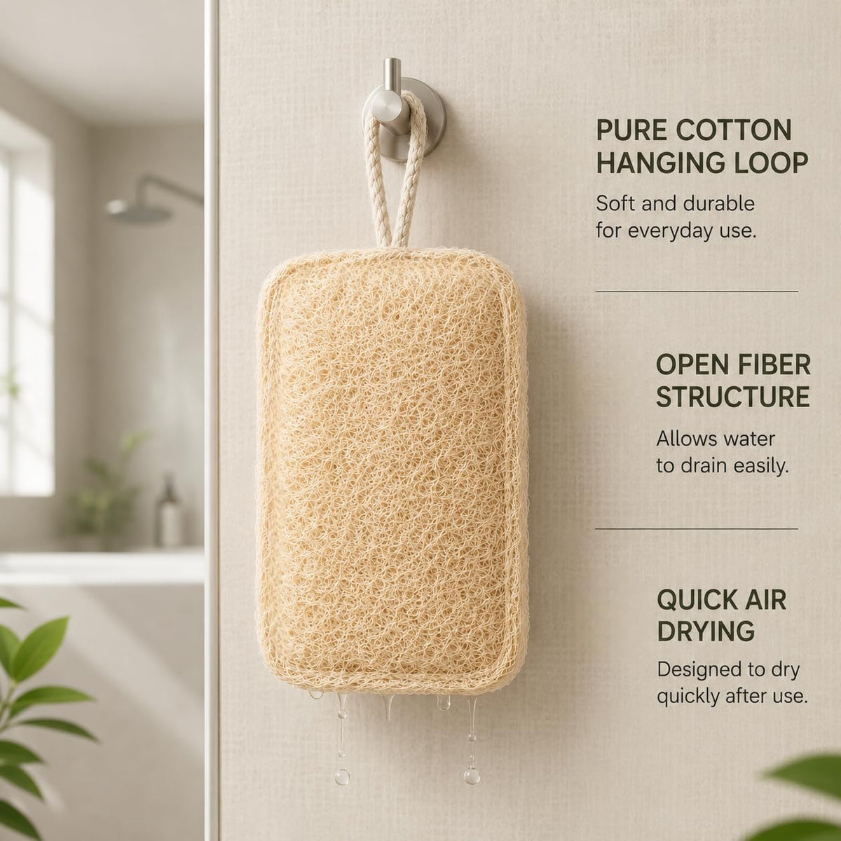 Natural Loofah Sponge for Men & Women, 2 Pack
