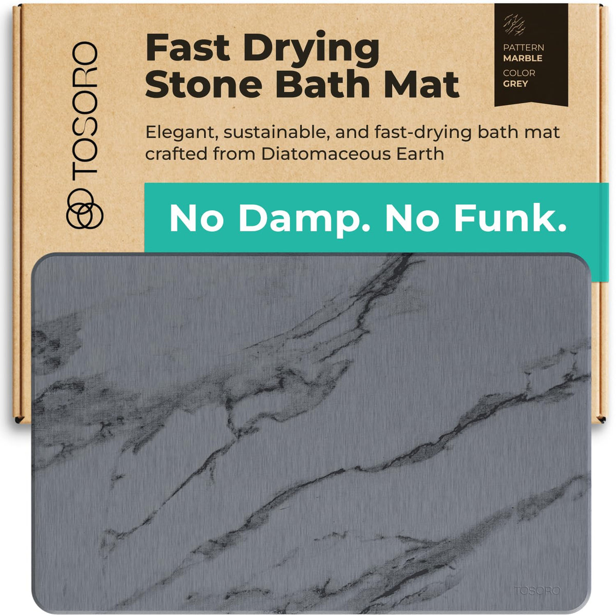 TOSORO - Stone Bath Mat Diatomaceous Earth Shower Mat Non-Slip Super Absorbent Diatomite Stone Bath Mats for Bathroom Floor Quick Drying Natural Easy to Clean (23.5 x 15) - Sandstone