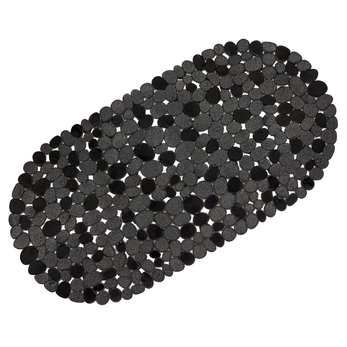 WELTRXE Pebbles Bath Mat Clear Non-Slip Bathtub Mat with Suction Cups, Drain Holes for Bathroom Showers, Tub, Machine Washable, BPA, Latex Free Safe Shower Mats, Oval 27 x 14 Inch