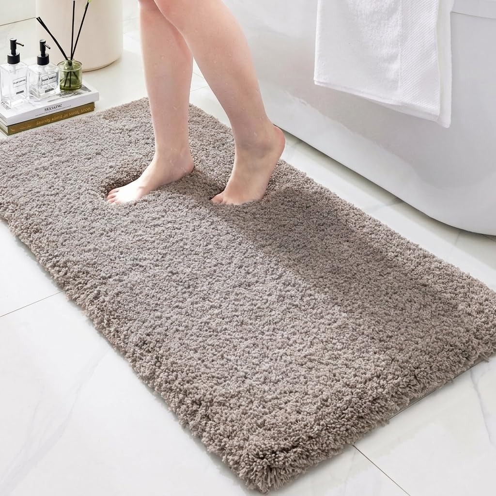 Microfiber Bathroom Rugs 24x17 Absorbent Soft Non Slip, Blue