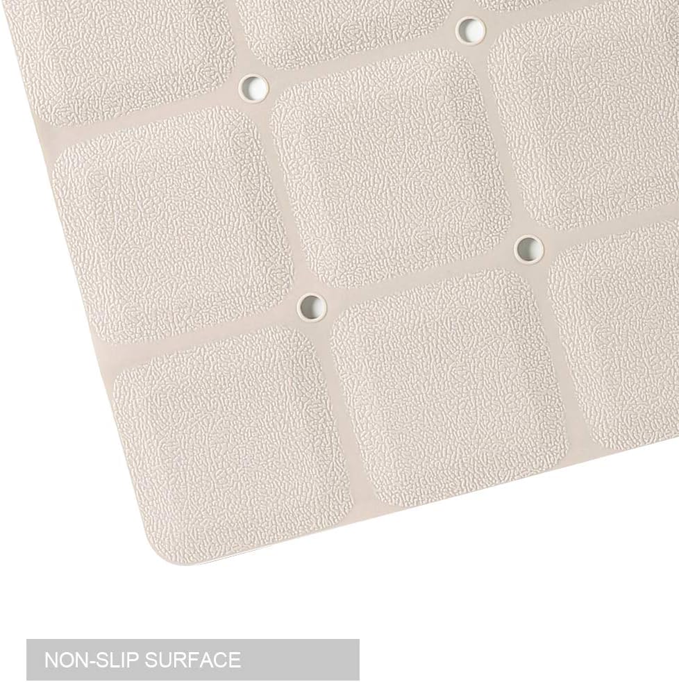 Webos Foldable Non Slip Silicon Bath Mat Bathtub mat no Suction Cups for Textured Tub and Reglazed Tub(Foldable-Beige, 28-inch x 14-inch)