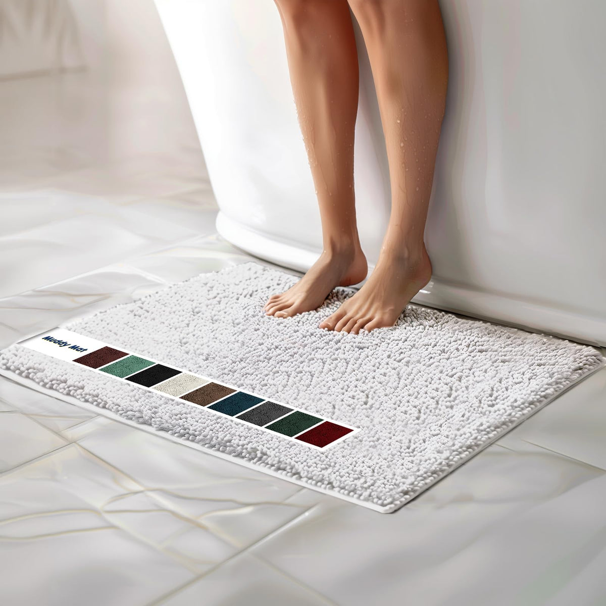 Muddy Mat Chenille Bathroom Rugs Quick Dry Microfiber Mats Non Slip Washable, Extra Thick, Soft and Highly Absorbent Bath Mats for Bathroom, Kitchen, and Shower Floor - Grey Medium 30"X19"