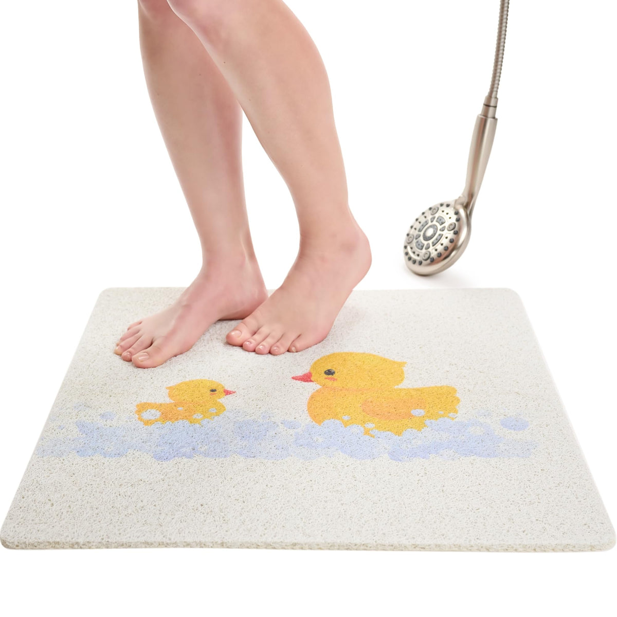 Non Slip Bathtub Mat Shower Mat for Tub - Loofah Bath Mats for Bathroom - 40x16 Bathtub Floor Mat - Textured Anti Slip Bath Mat Without Suction Cups - Secure Mat for Wet Areas (40x16 Pebble Blue)