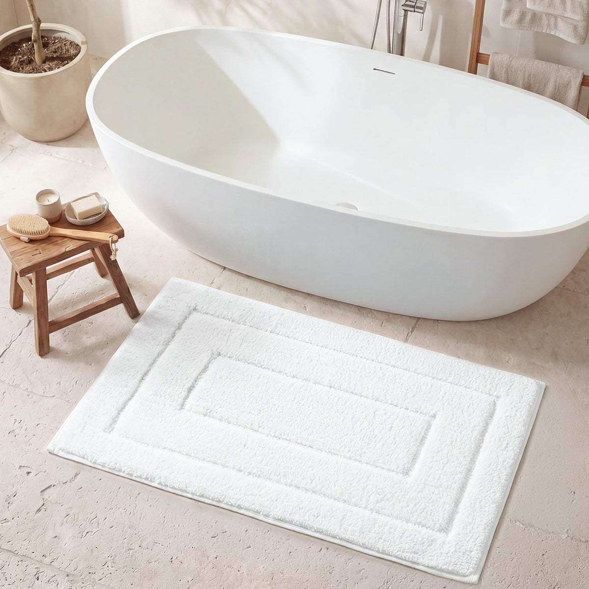 GRANNY SAYS Blue Bathroom Rug 16" x 24", Non-Slip Microfiber Bath Mat