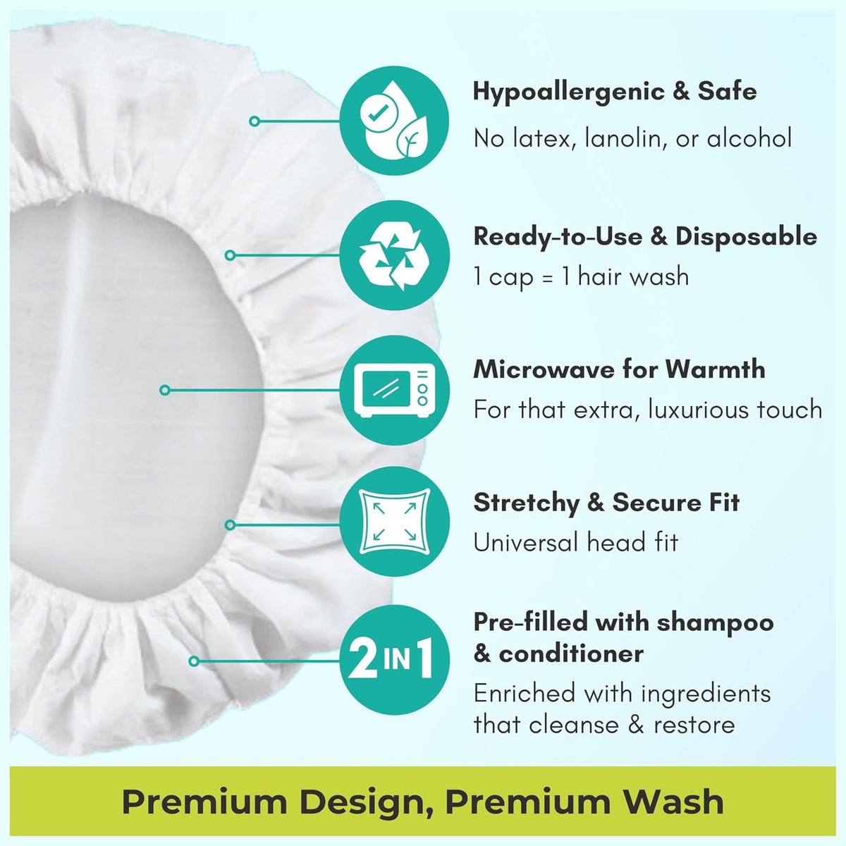 Nurture No Water Rinse Free Shampoo Cap Microwavable Hair Wash Caps 6 Pack