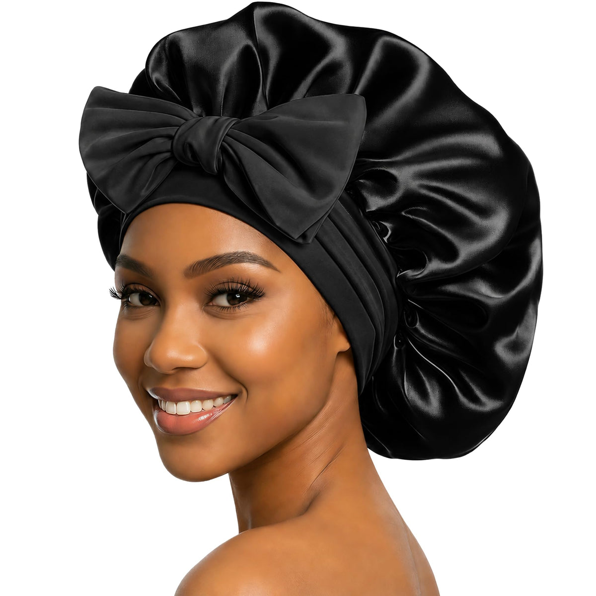 VarCozy Adjustable Double Layer Satin Bonnet for Sleeping to Reduce Frizz