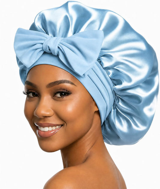 VarCozy Adjustable Double Layer Satin Bonnet for Sleeping to Reduce Frizz