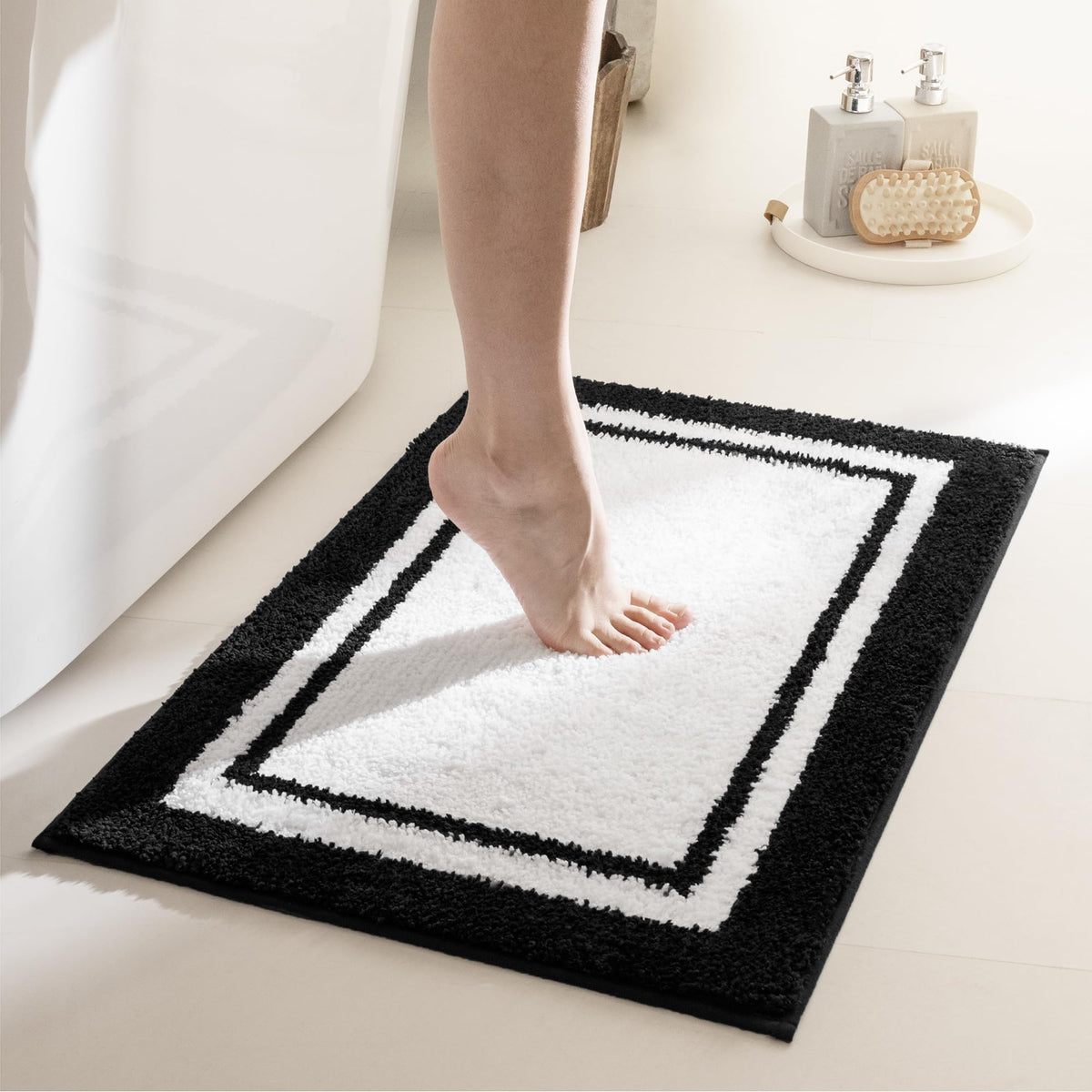 GRANNY SAYS Blue Bathroom Rug 16" x 24", Non-Slip Microfiber Bath Mat