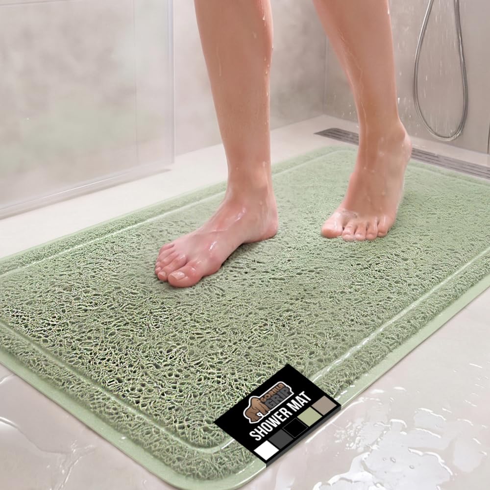 GORILLA GRIP Exfoliating Bath and Shower Mat, Textured Backing, 24x16 White