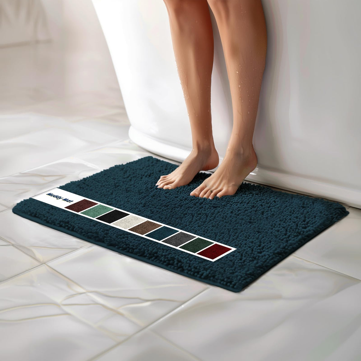 Muddy Mat Chenille Bathroom Rugs Quick Dry Microfiber Mats Non Slip Washable, Extra Thick, Soft and Highly Absorbent Bath Mats for Bathroom, Kitchen, and Shower Floor - Grey Medium 30"X19"