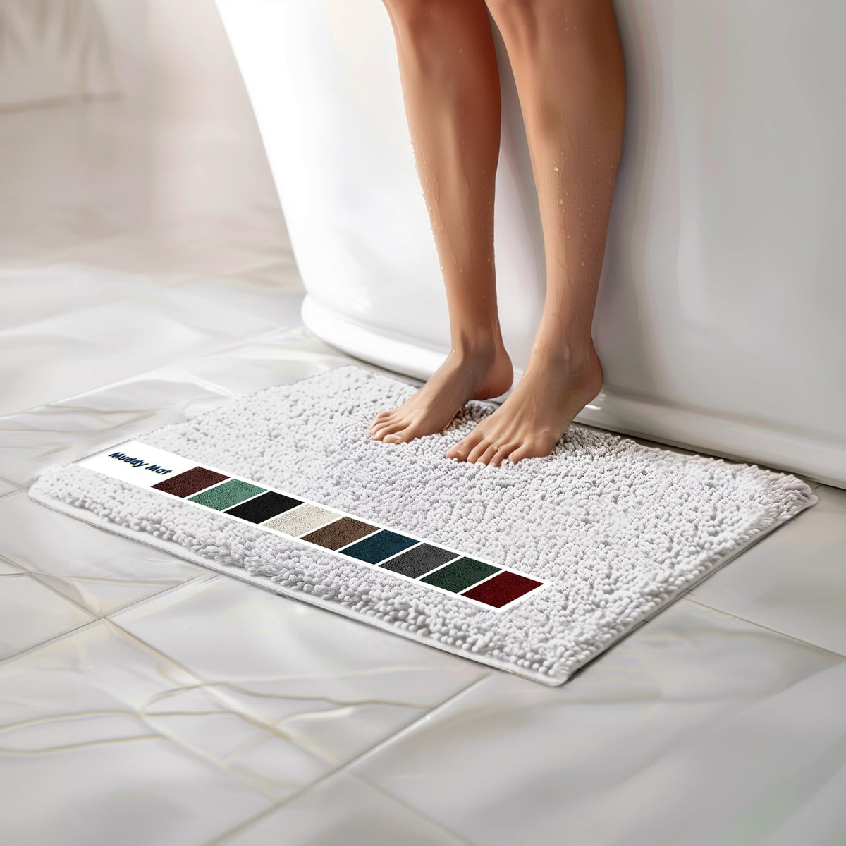 Muddy Mat Chenille Bathroom Rugs Quick Dry Microfiber Mats Non Slip Washable, Extra Thick, Soft and Highly Absorbent Bath Mats for Bathroom, Kitchen, and Shower Floor - Grey Medium 30"X19"