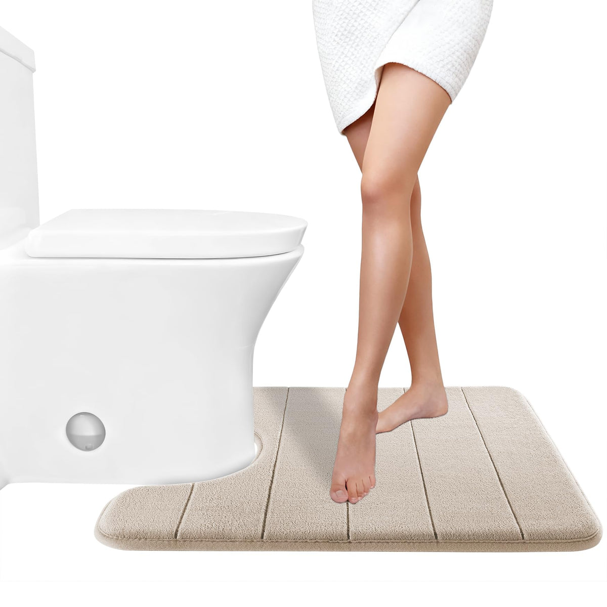 Yimobra Memory Foam Bath Mat, Super Soft Absorbent Bathroom Rug Non Slip 31.5x20 Inch, Quick Dry, Machine Washable Floor Carpet for Tub Shower, Home Decor Accessories, Beige