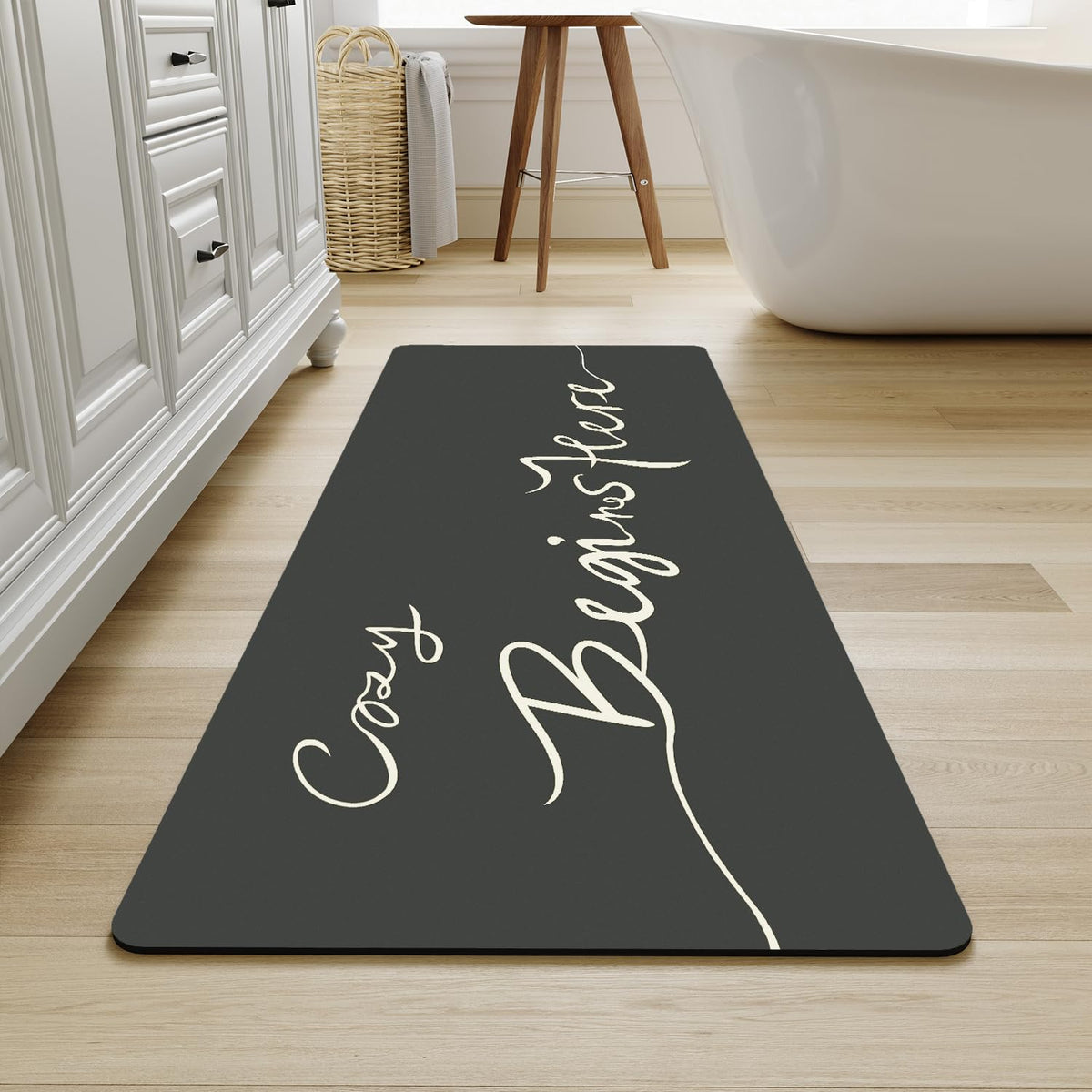 MontVoo-Bath Mat-Bath Mat Rug Non Slip Super Absorbent Stain Resistant Quick Dry Thin Bathroom Rug-Bath Mats for Bathroom Floor Bathtub Vanity-Bathmat Bath Rug Easy Care-17"x27" Darkgrey