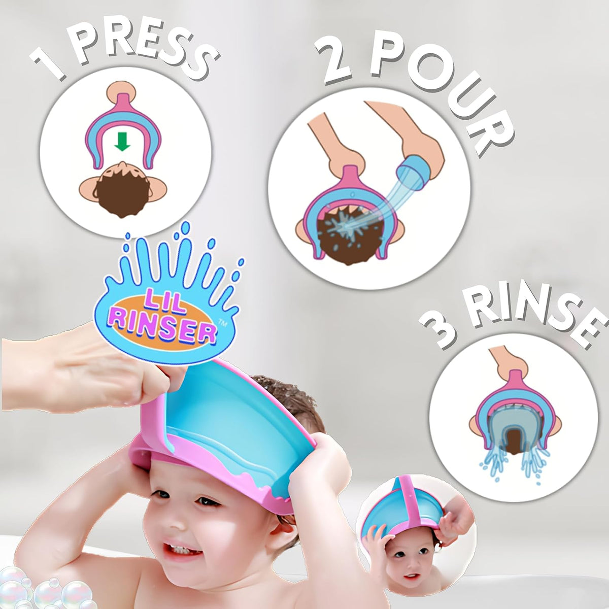 Shampoo Visor by Splash Guard, Comfort Seal Baby Bath Shampoo Shower Cap, Gentle Rinse and Shield Bath Hat for Toddlers and Babies, Protects Eyes, Ears, and Face
