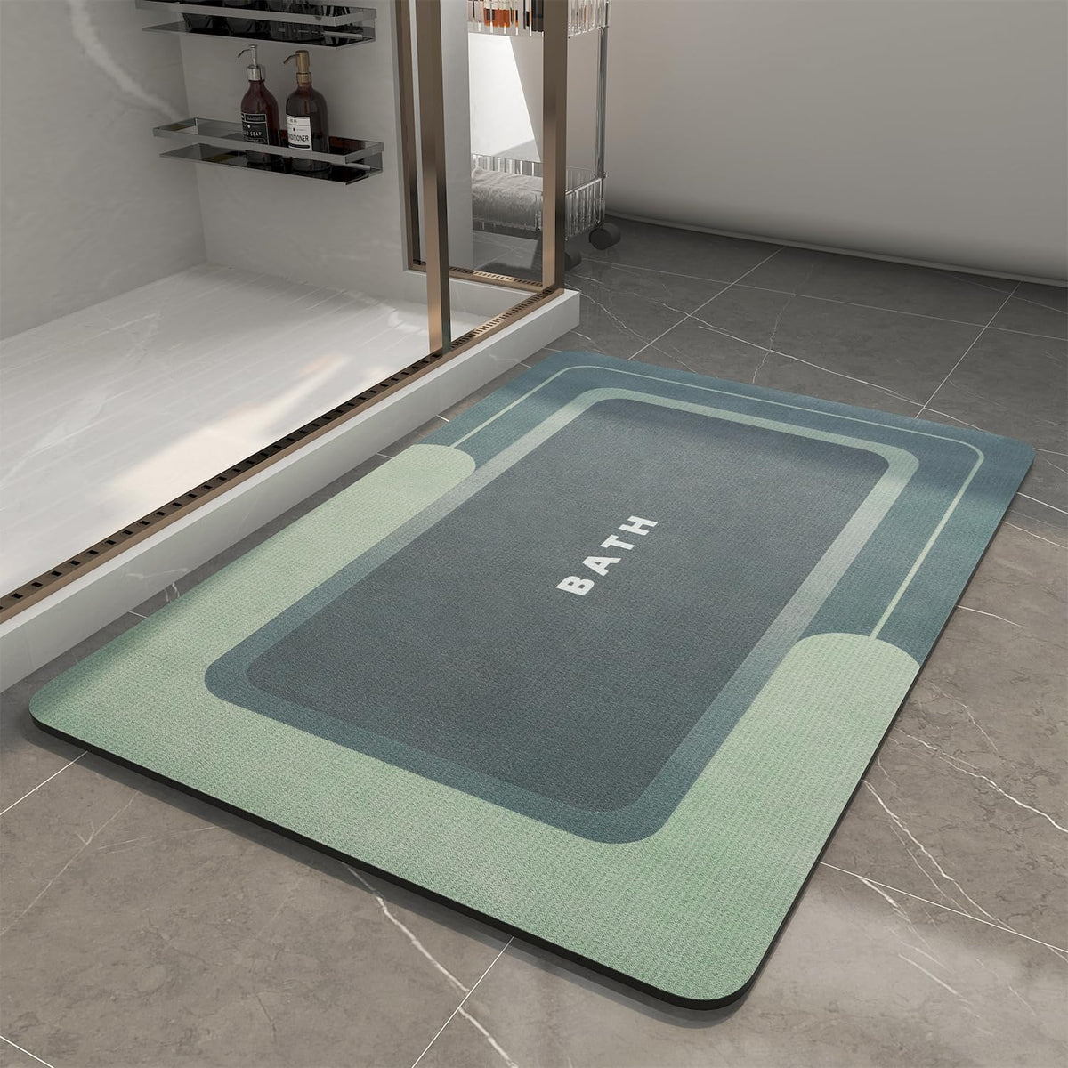 MontVoo-Bath Mat-Bath Mat Rug Non Slip Super Absorbent Stain Resistant Quick Dry Thin Bathroom Rug-Bath Mats for Bathroom Floor Bathtub Vanity-Bathmat Bath Rug Easy Care-17"x27" Darkgrey