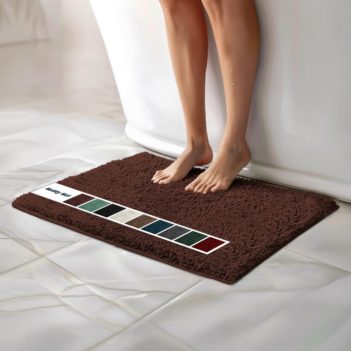 Muddy Mat Chenille Bathroom Rugs Quick Dry Microfiber Mats Non Slip Washable, Extra Thick, Soft and Highly Absorbent Bath Mats for Bathroom, Kitchen, and Shower Floor - Grey Medium 30"X19"