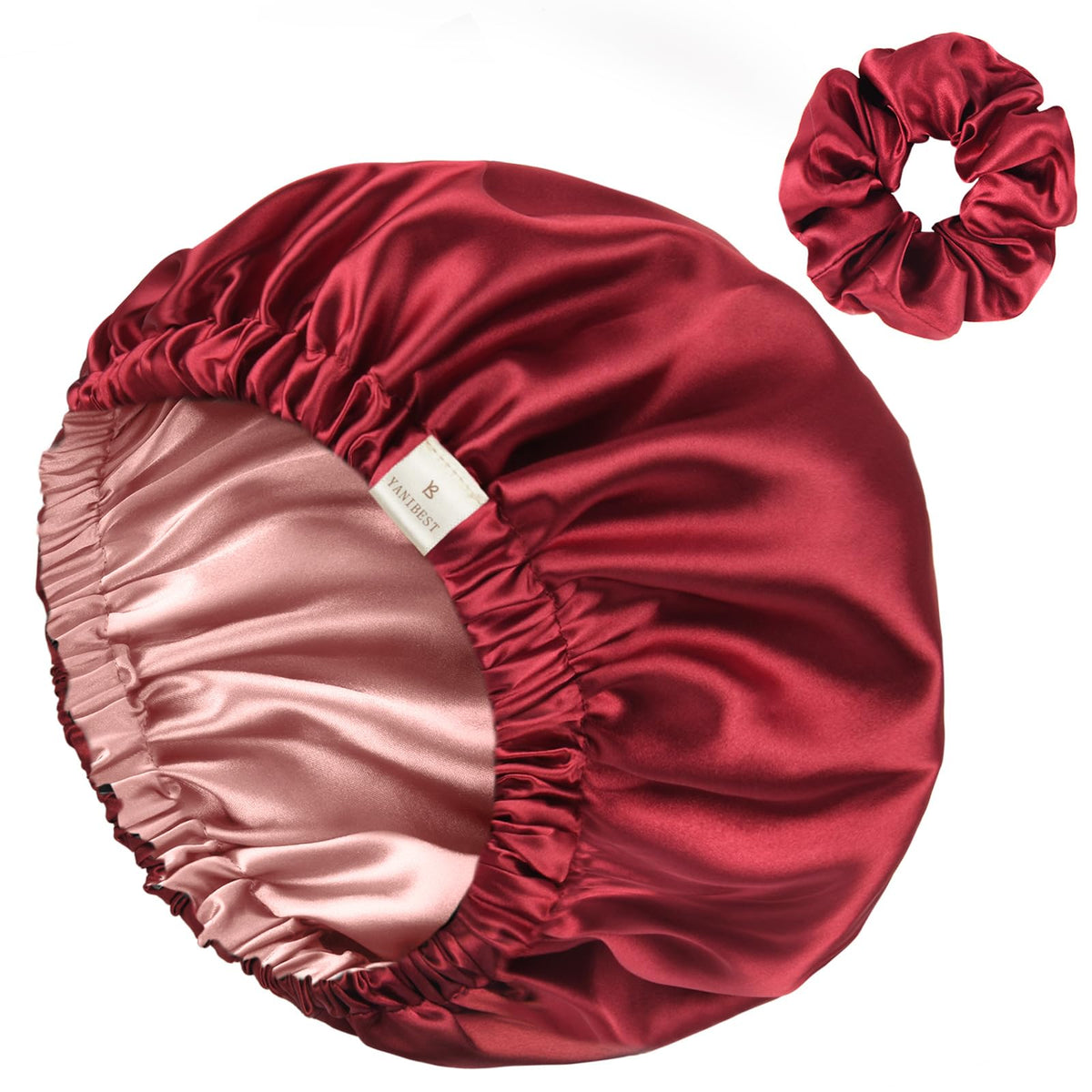 YANIBEST Adjustable Satin Bonnet Double Layer Hair Bonnet for Sleeping Bonnets for Women Hats Curly Natural Hair, Blush Pink