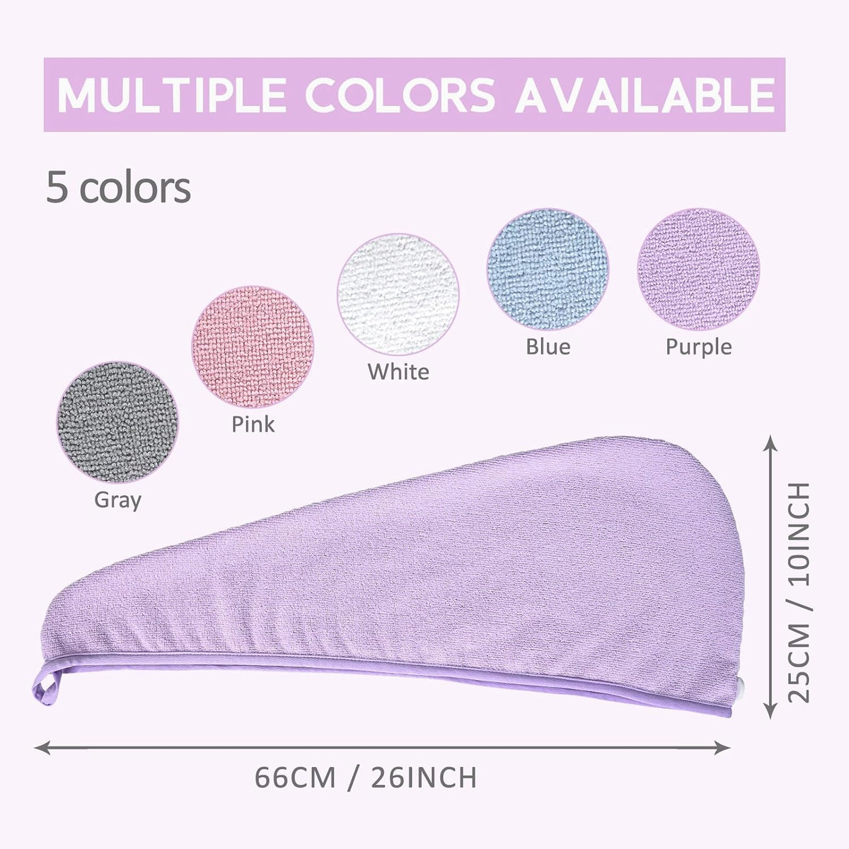 Microfiber Hair Towel Hair Wrap: 2 Pcs 10X26 Hair Dryer Women (5 Pcs)