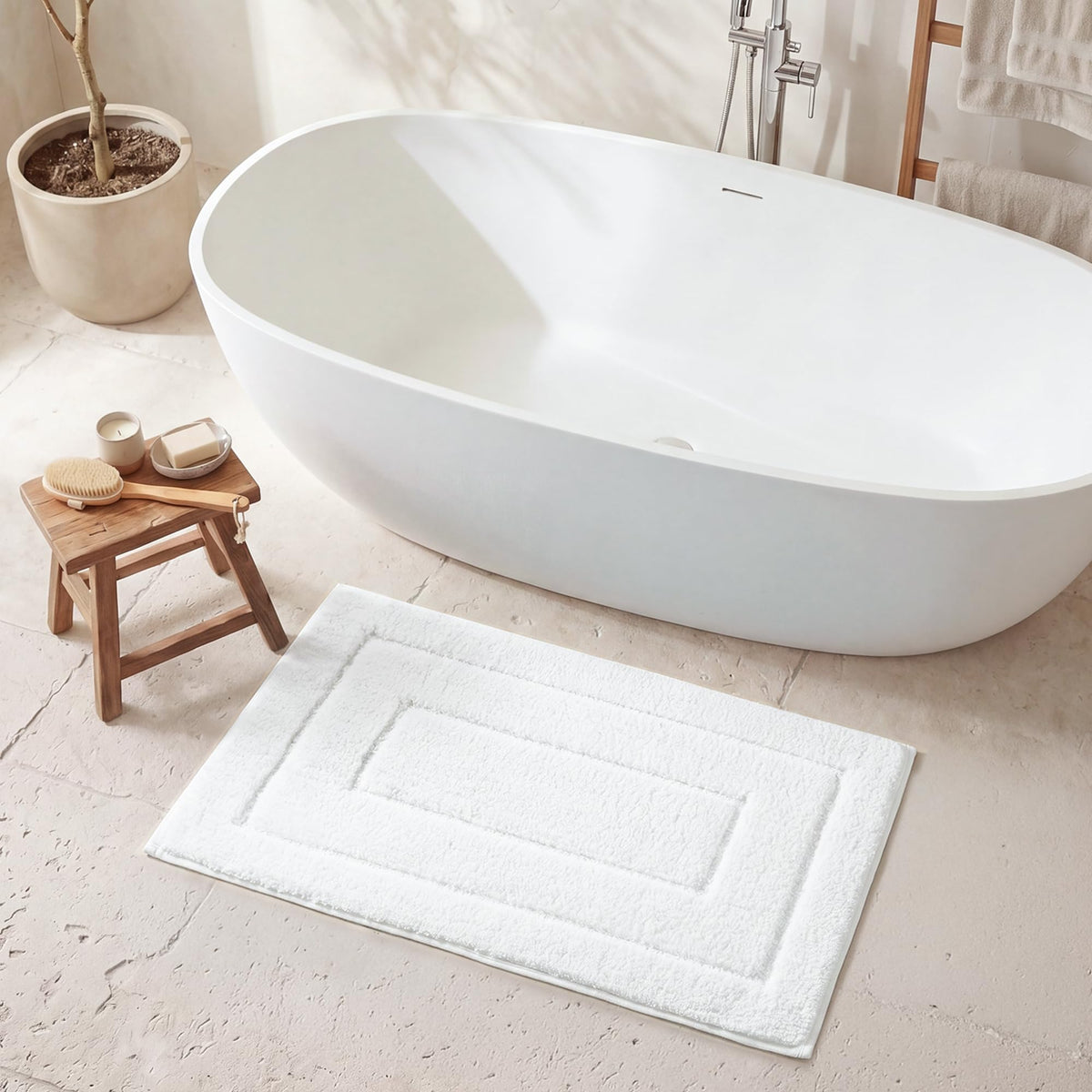GRANNY SAYS Blue Bathroom Rug 16" x 24", Non-Slip Microfiber Bath Mat