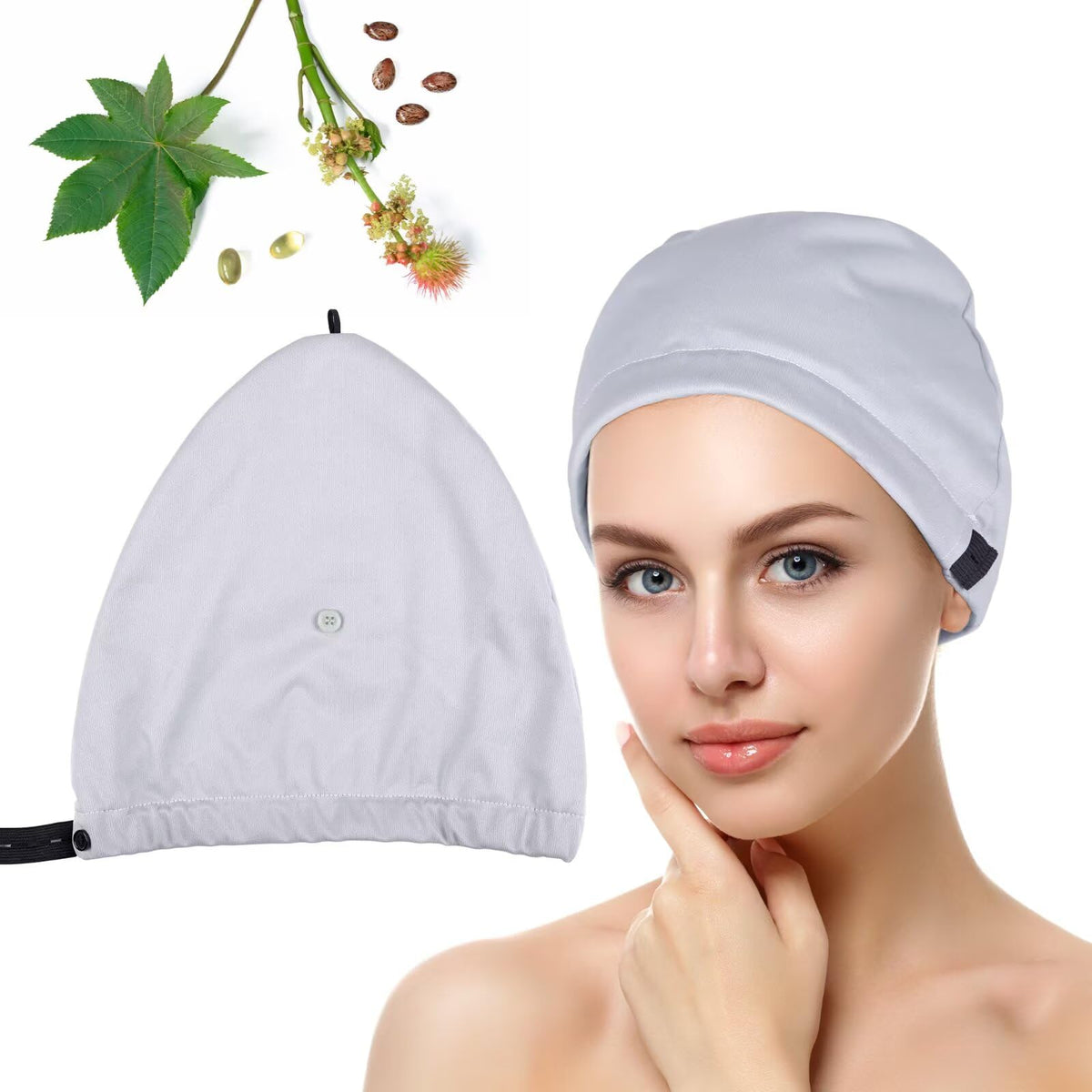 Paw Legend Castor Oil Pack Wrap Overnight Hair Wrap for Sleep Organic Cotton Reusable Hair Cap Cover, Dark Green