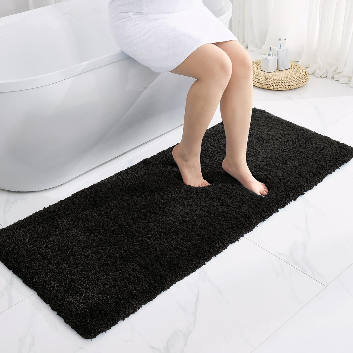 Disolla Gray Bathroom Rugs 17x24, Microfiber Non-Slip Plush Small Bath Mat