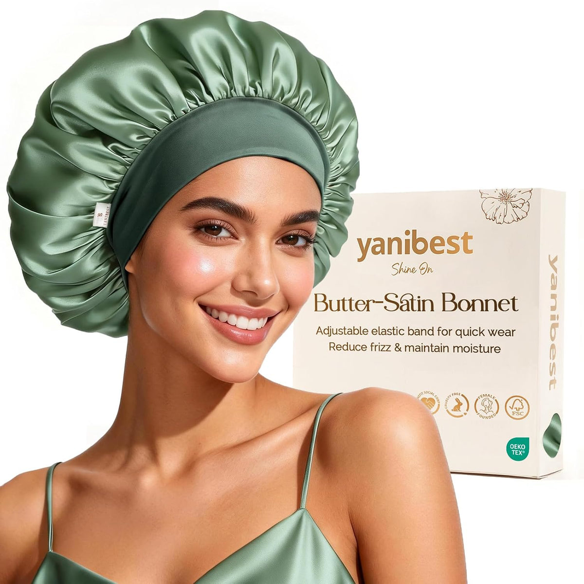 YANIBEST Hair Bonnet for Sleeping Women, Smooth Comfortable for Hair Care