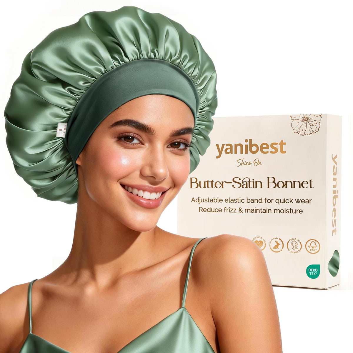 YANIBEST Hair Bonnet for Sleeping Women, Smooth Comfortable for Hair Care
