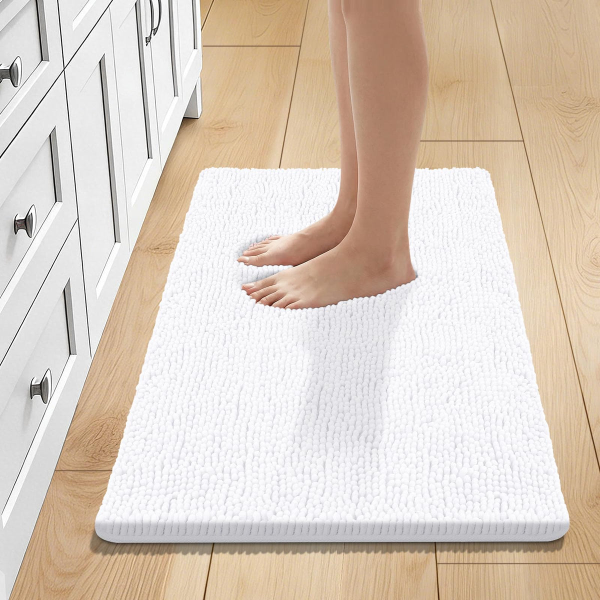Bcoimo Small Bath Rug Mat,Chenille Extra Soft Navy Bathroom Mats for Floor
