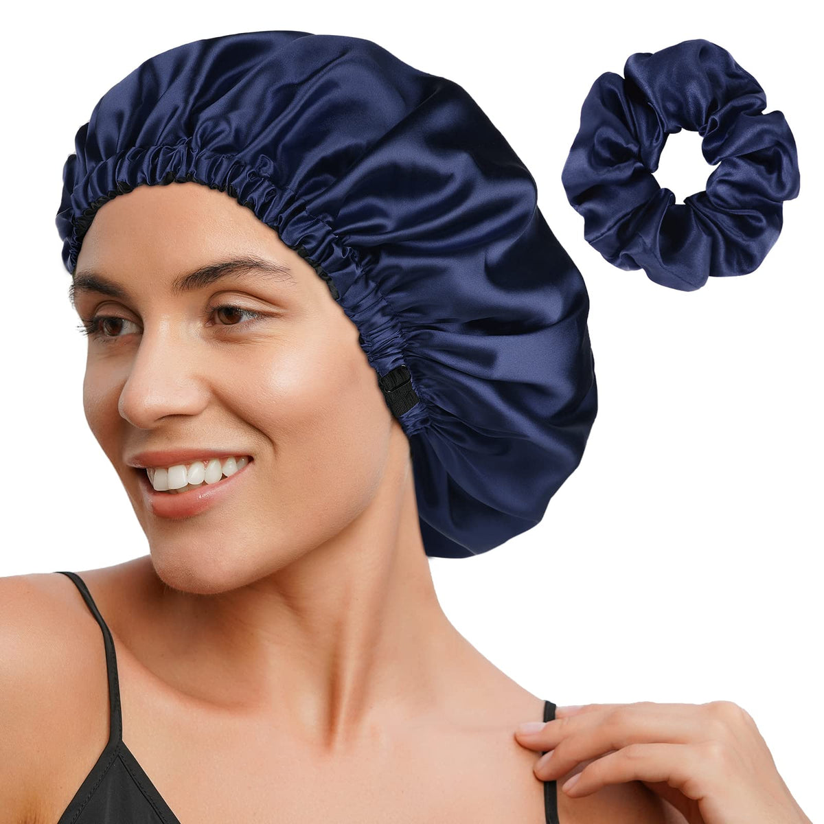 YANIBEST Adjustable Satin Bonnet Double Layer Hair Bonnet for Sleeping Bonnets for Women Hats Curly Natural Hair, Blush Pink