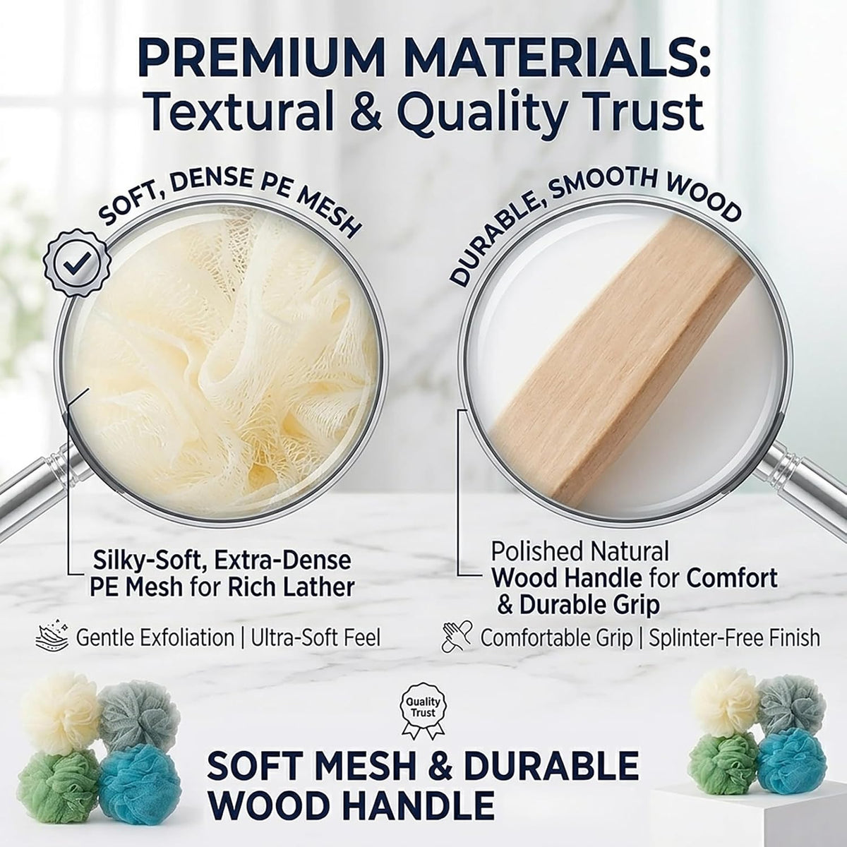 4 Pack Large Bath Puff Loofah Sponge